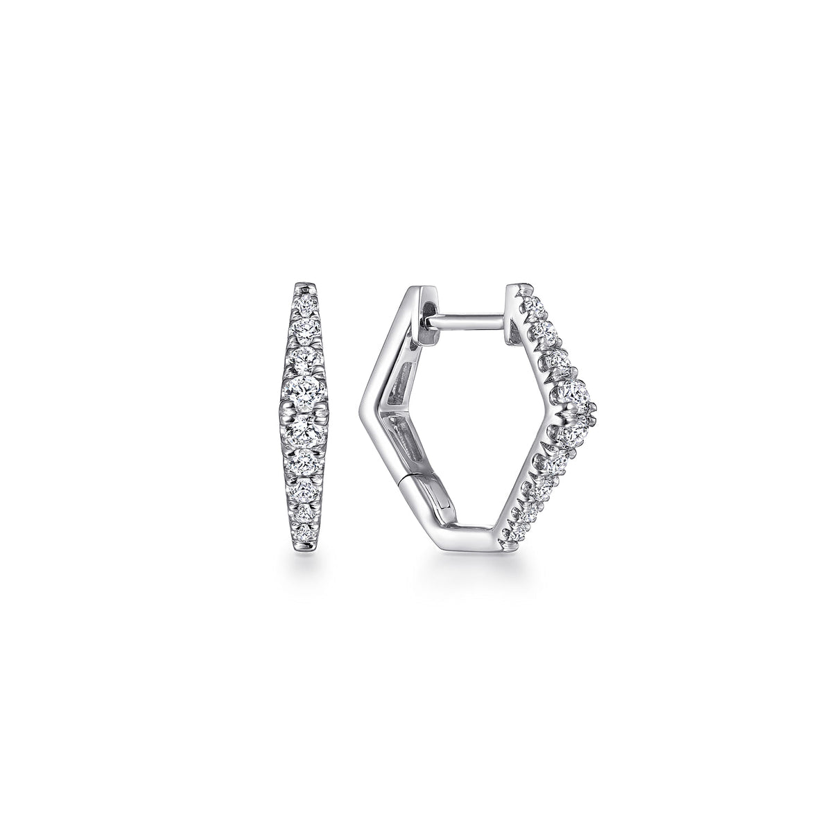14K White Gold 15mm Diamond Huggies — Gabriel & Co. EG13658W45JJ