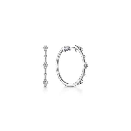 14K White Gold 20mm Round Diamond Classic Hoop Earrings — Gabriel & Co. EG13672W45JJ