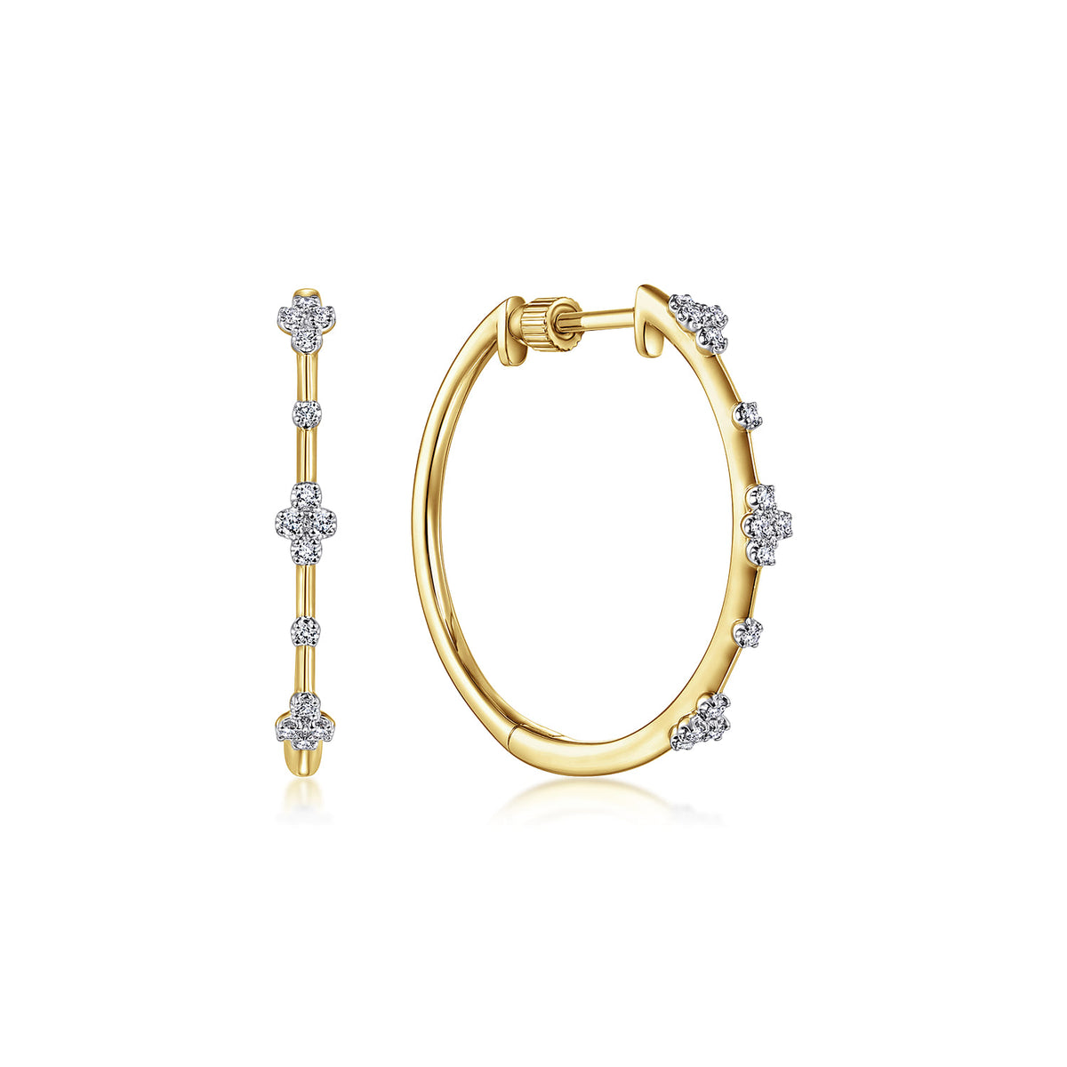 14K Yellow Gold Diamond Classic Hoop Earrings, 20mm — Gabriel & Co. EG13672Y45JJ