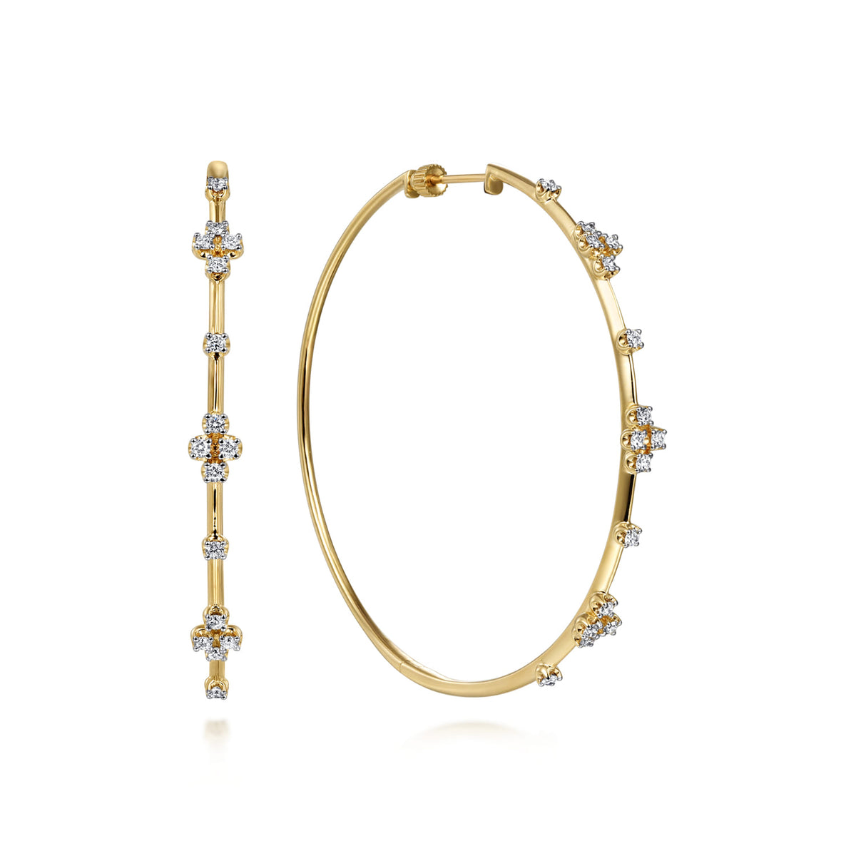 14K Yellow Gold 60mm Round Classic Diamond Hoop Earrings — Gabriel & Co. EG13674Y45JJ