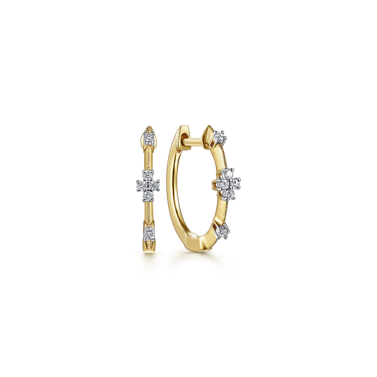 14K Yellow Gold Diamond Huggie Earrings, 15mm — Gabriel & Co. EG13740Y45JJ