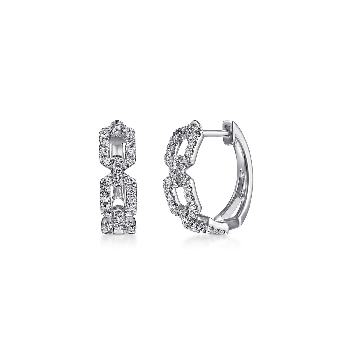 14K White Gold Layered 15mm Diamond Huggies — Gabriel & Co. EG13816W45JJ