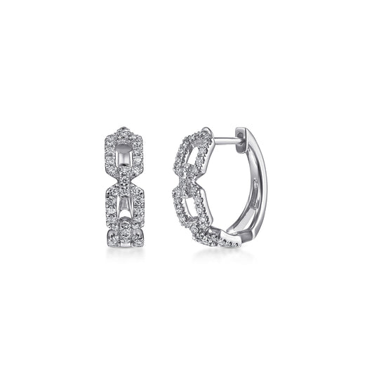 14K White Gold Layered 15mm Diamond Huggies — Gabriel & Co. EG13816W45JJ
