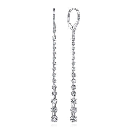 14K White Gold Long Graduating Diamond Bar Earrings — Gabriel & Co. EG13831W45JJ