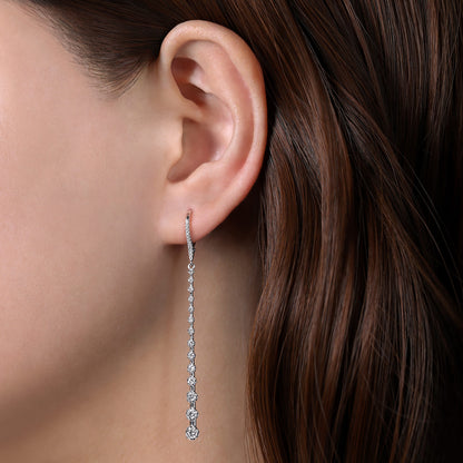 14K White Gold Long Graduating Diamond Bar Earrings — Gabriel & Co. EG13831W45JJ