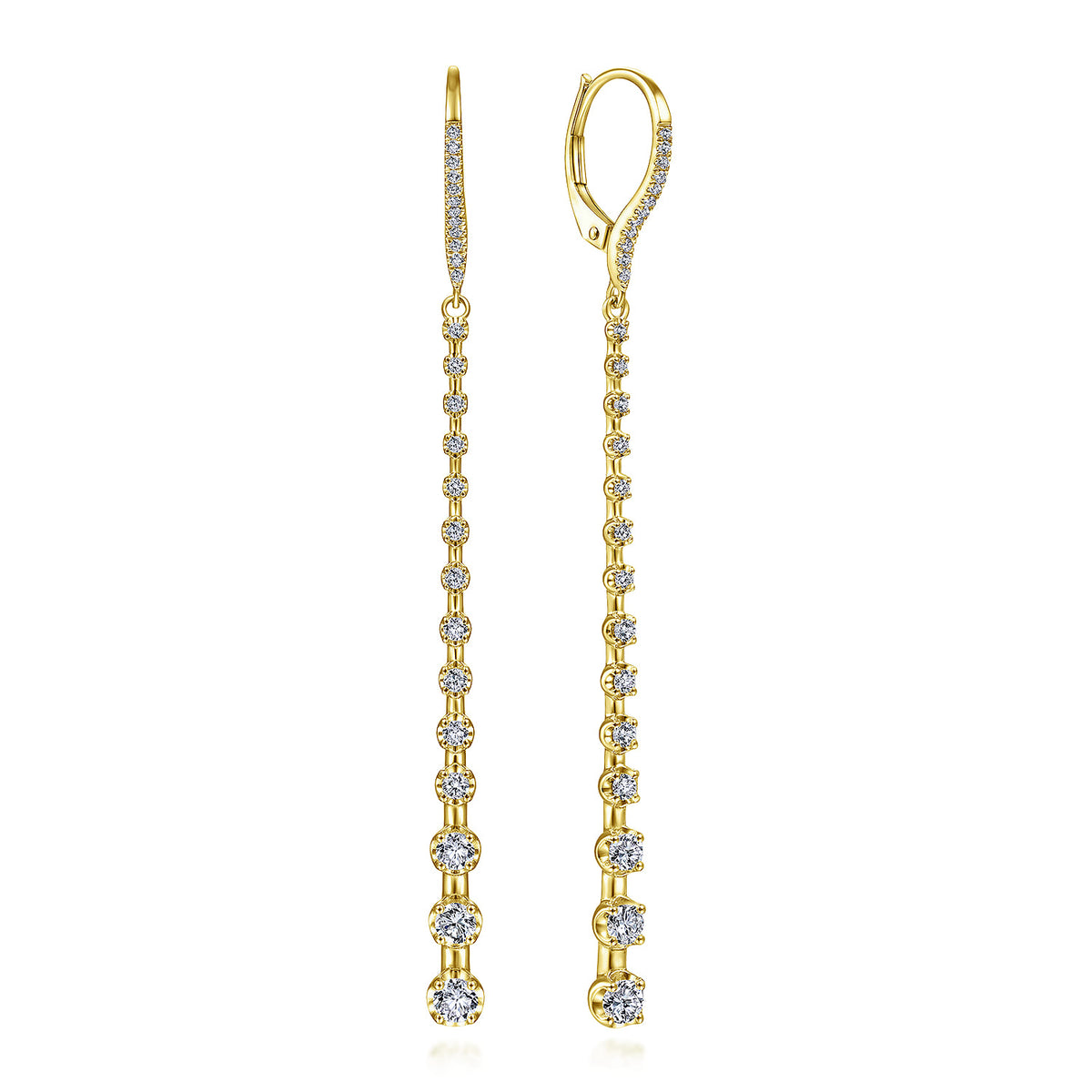 14K Yellow Gold Long Graduating Diamond Bar Earrings — Gabriel & Co. EG13831Y45JJ