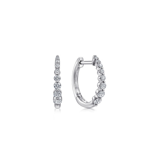 Huggie Earrings 14K White Gold Diamond 0.25ct 15mm — Gabriel & Co. EG13835W45JJ