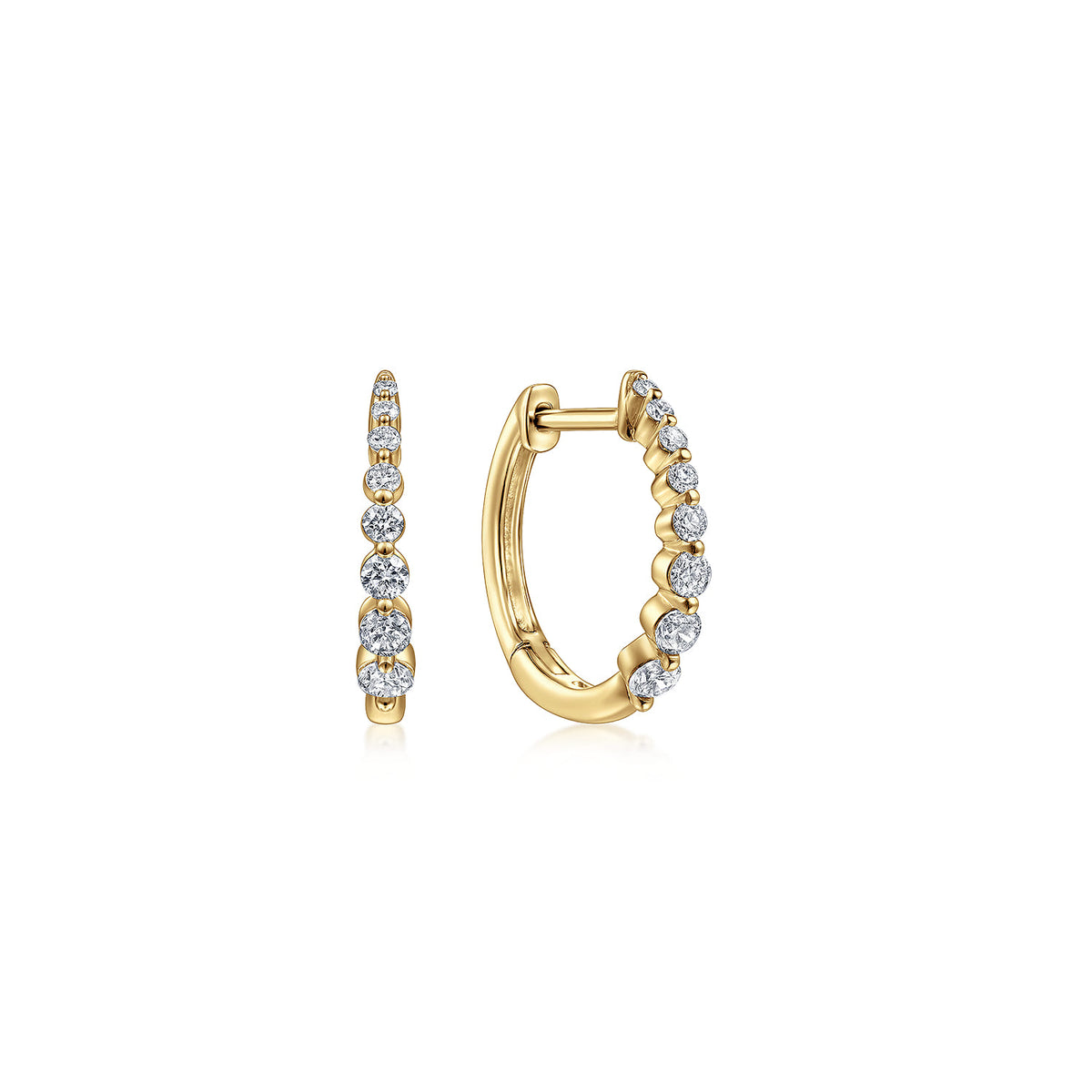 14K Yellow Gold 15mm Round Diamond Classic Huggie Earrings — Gabriel & Co. EG13835Y45JJ