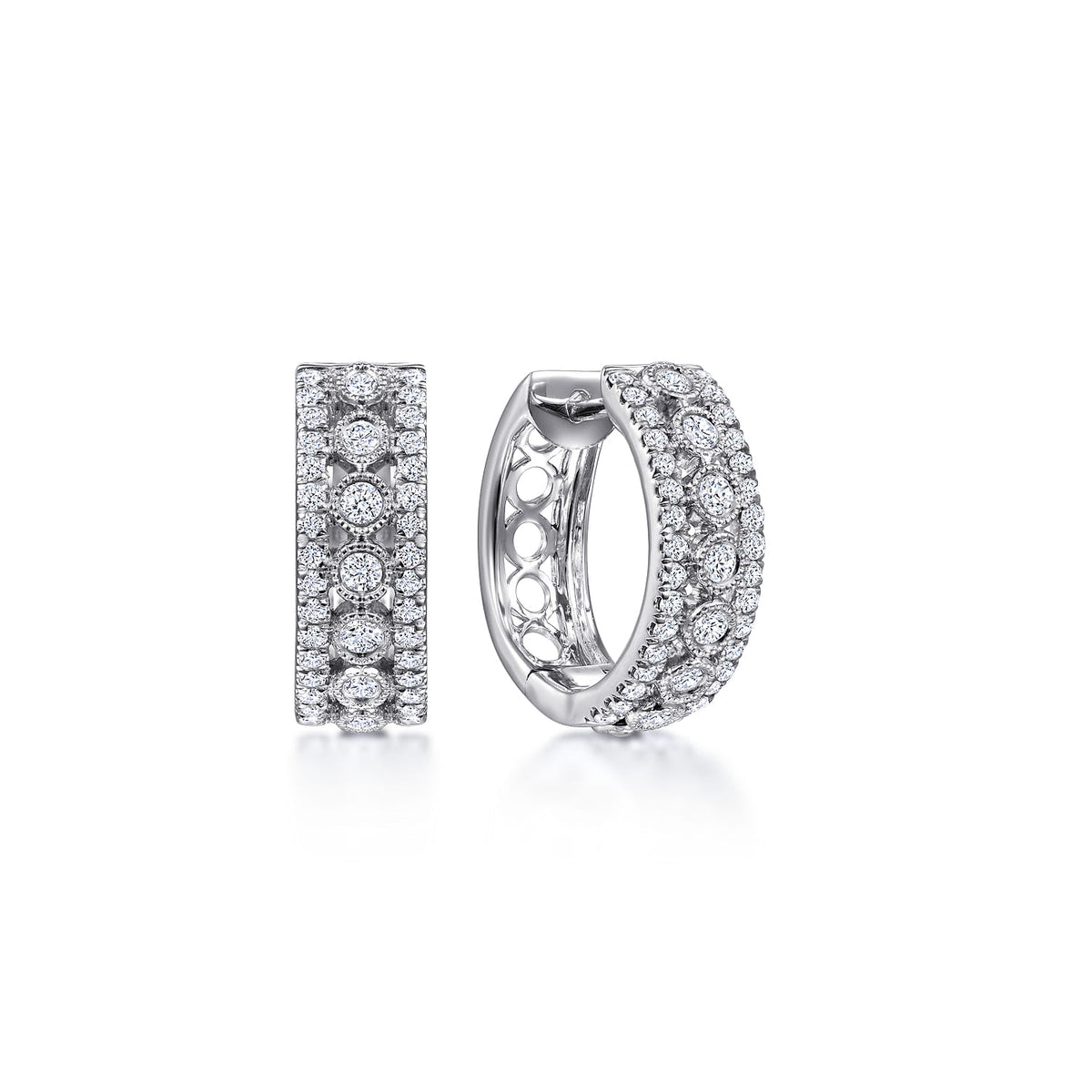 14K White Gold 15mm Diamond Huggies — Gabriel & Co. EG13844W45JJ