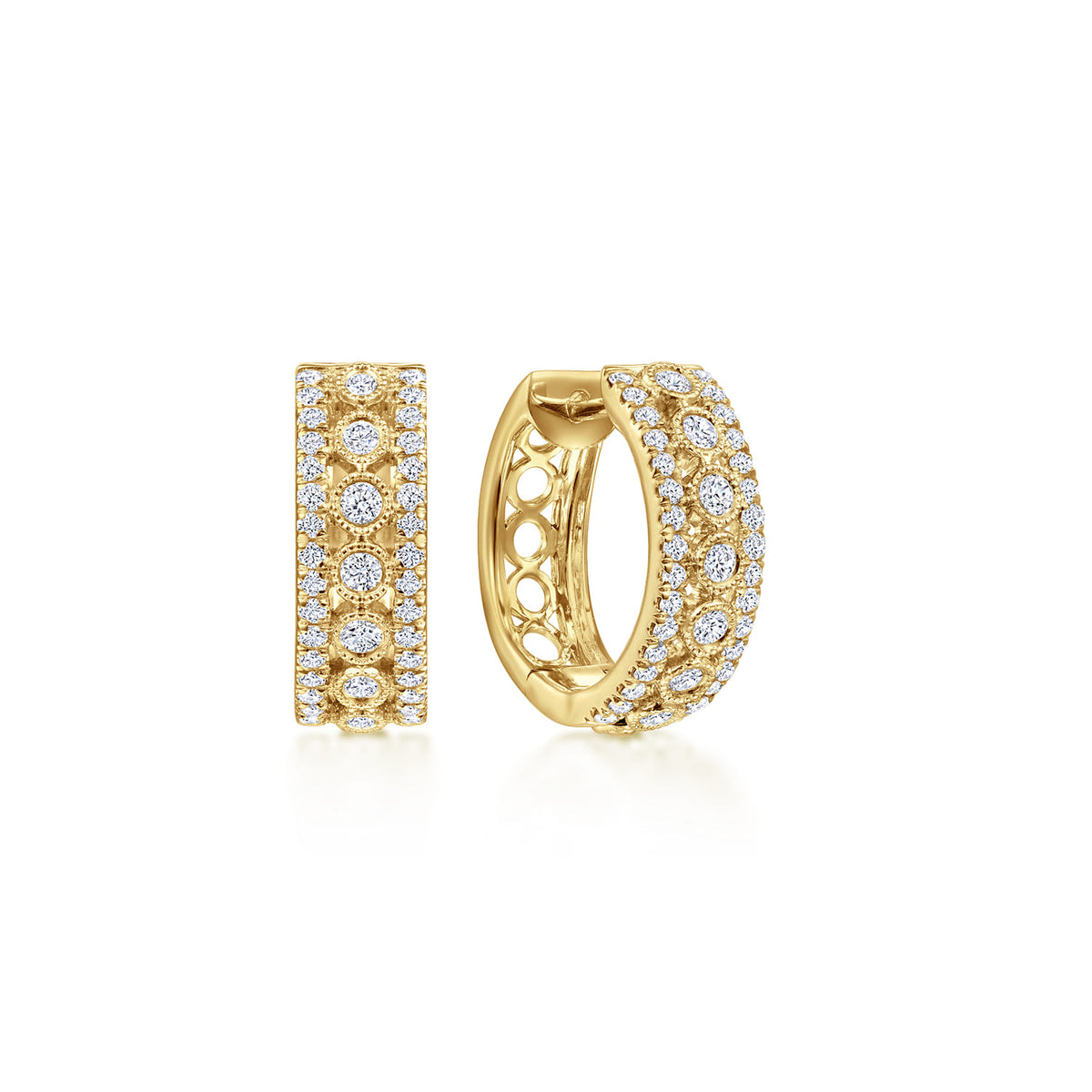 14K Yellow Gold 15mm Diamond Huggies — Gabriel & Co. EG13844Y45JJ