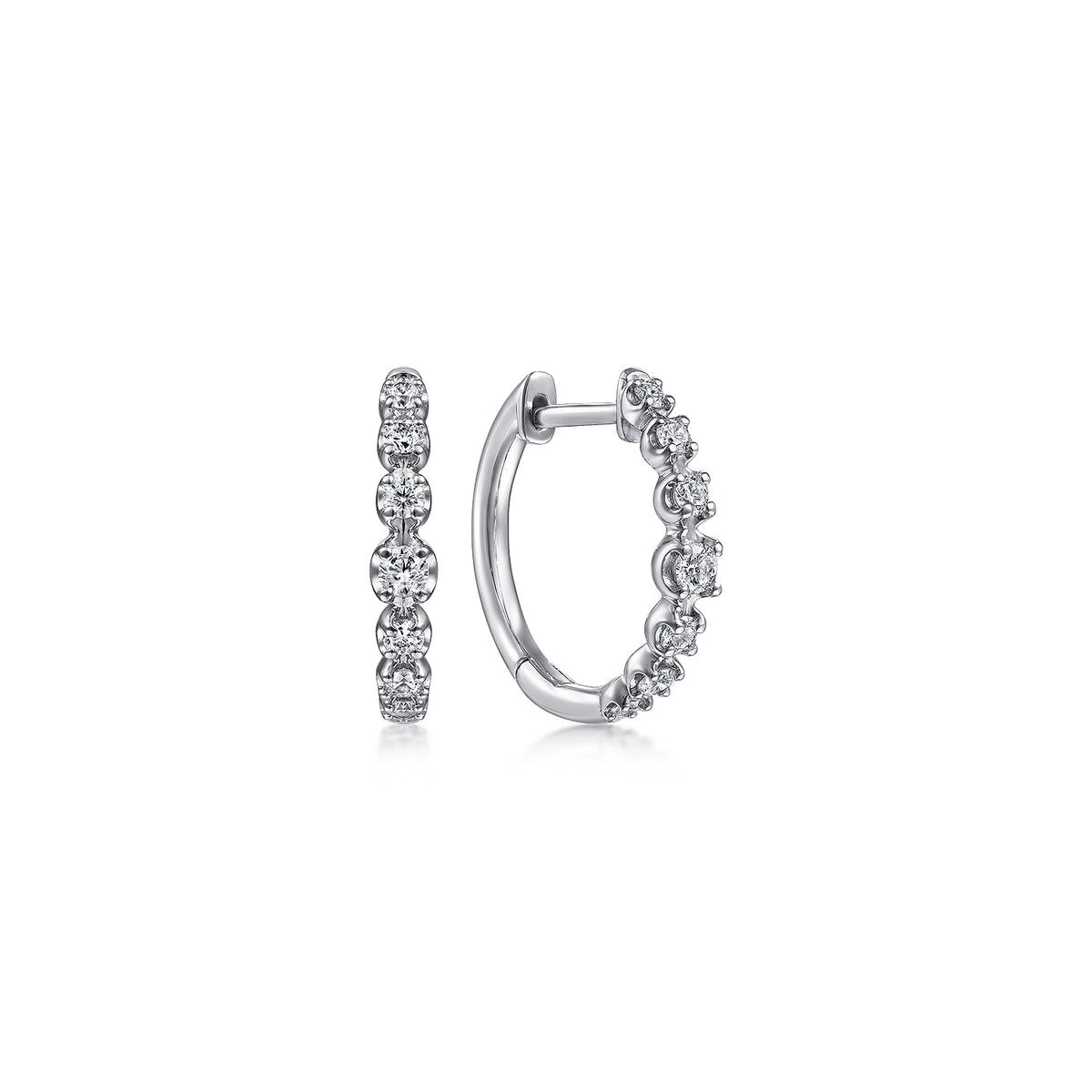 14K White Gold 15mm Round Classic Diamond Huggies — Gabriel & Co. EG13850W45JJ