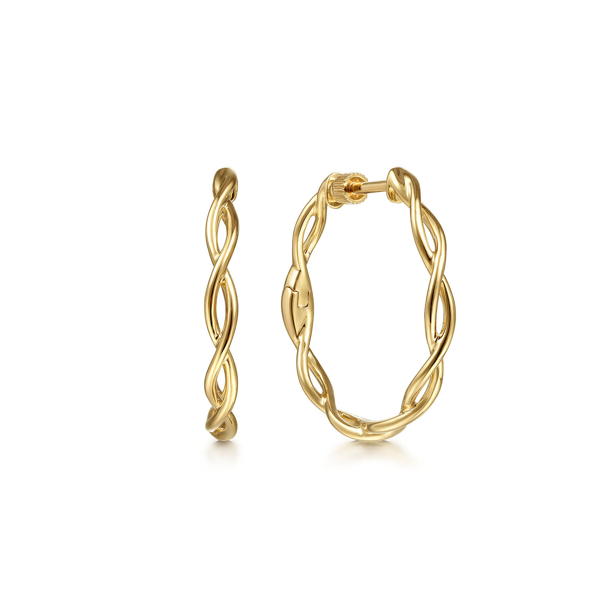 14K Yellow Gold 25mm Twisted Classic Round Hoop Earrings — Gabriel & Co. EG13911Y4JJJ