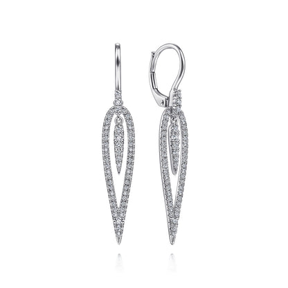 14K White Gold Diamond Teardrop Earrings with Center Drops — Gabriel & Co. EG13943W45JJ