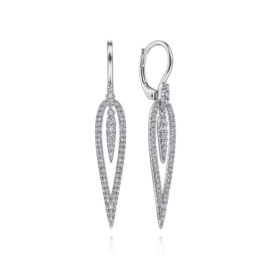 14K White Gold Diamond Teardrop Earrings with Center Drops — Gabriel & Co. EG13943W45JJ