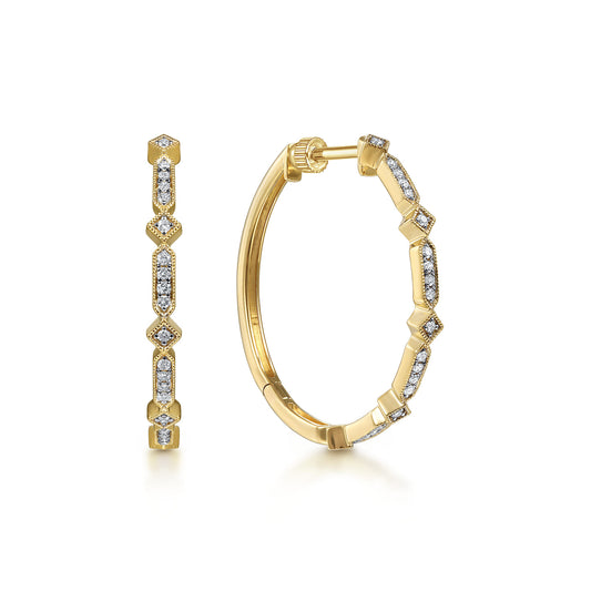 14K Yellow Gold 30mm Diamond Classic Hoop Earrings — Gabriel & Co. EG13964Y45JJ