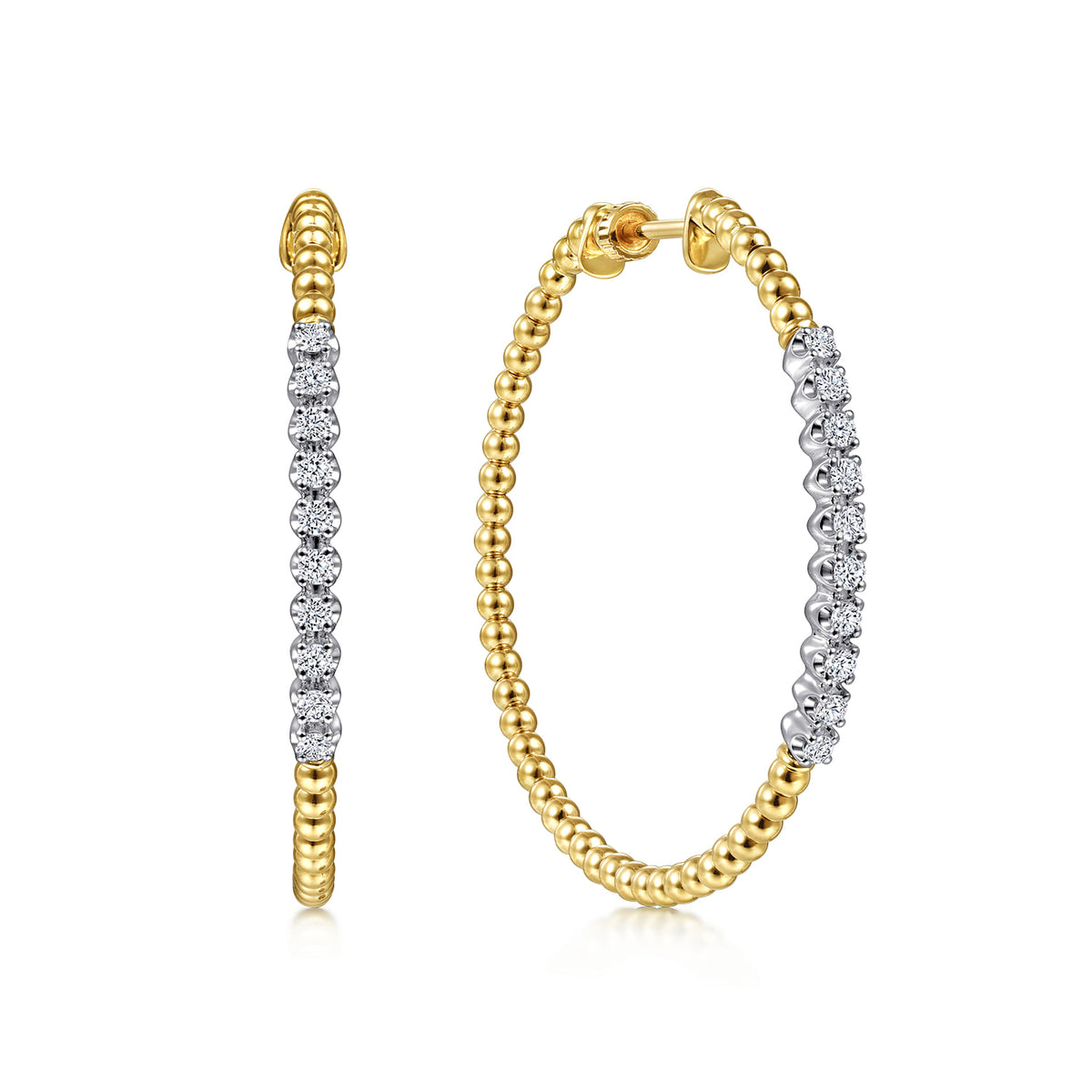14K Yellow Gold 40mm Bujukan Diamond Classic Hoop Earrings — Gabriel & Co. EG13970Y45JJ