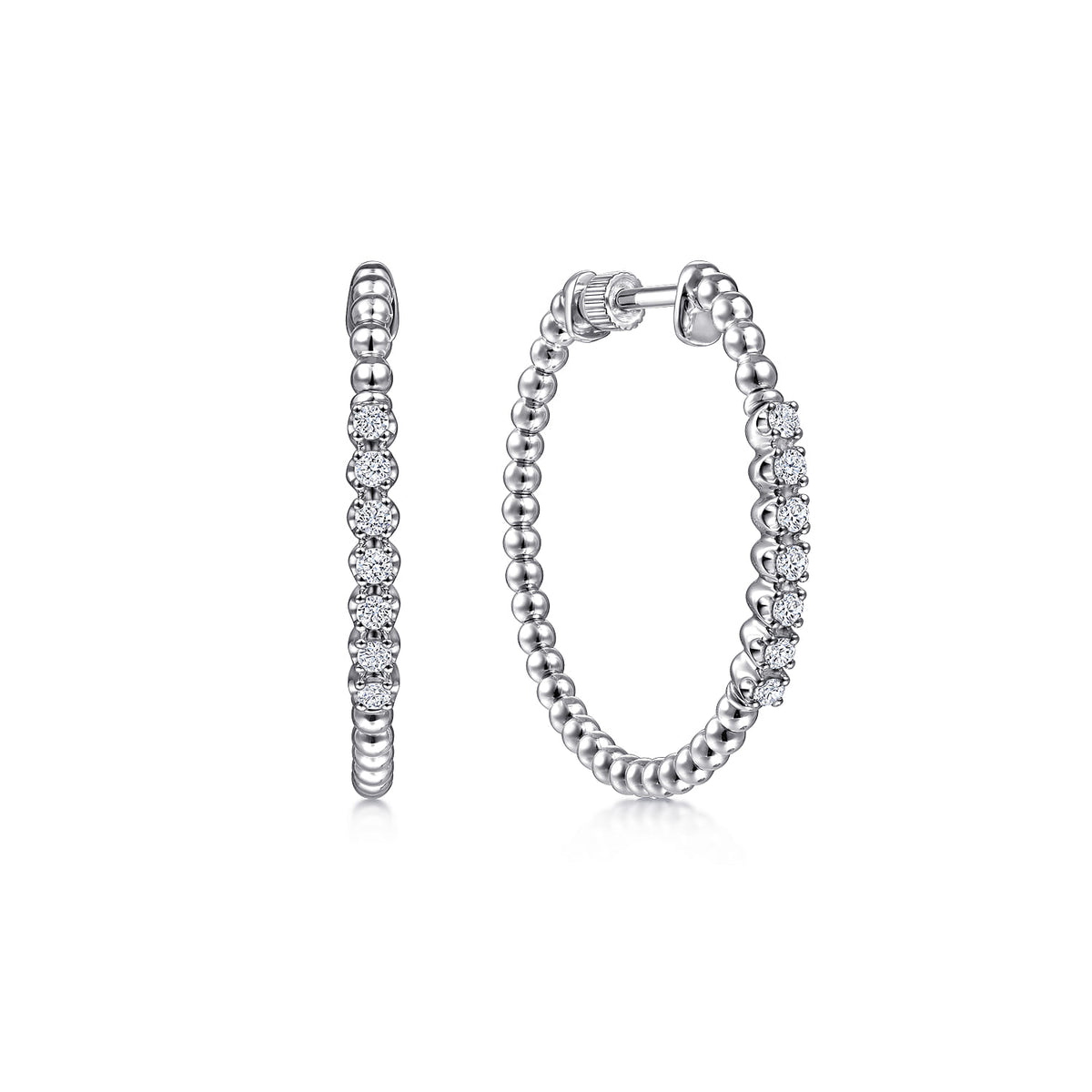 14K White Gold 30mm Classic Diamond Hoop Earrings — Gabriel & Co. EG13971W45JJ