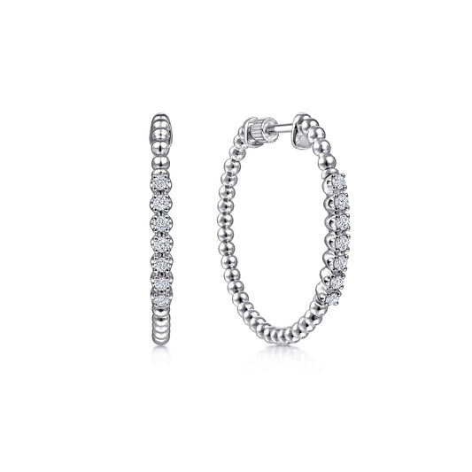 14K White Gold 30mm Classic Diamond Hoop Earrings — Gabriel & Co. EG13971W45JJ