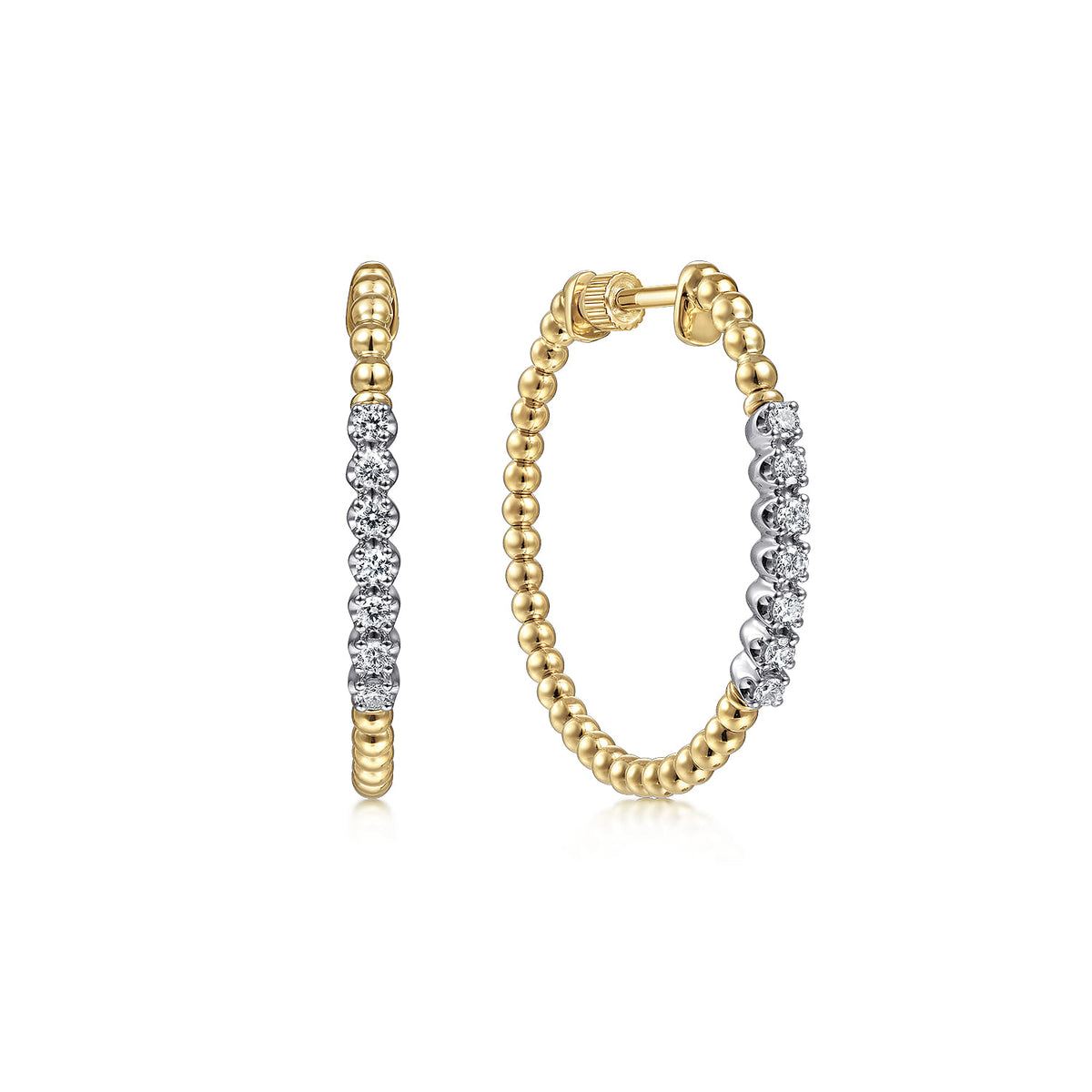 14K Yellow Gold Classic Hoop Earrings, 0.3ct, 30mm-Bujukan — Gabriel & Co. EG13971Y45JJ