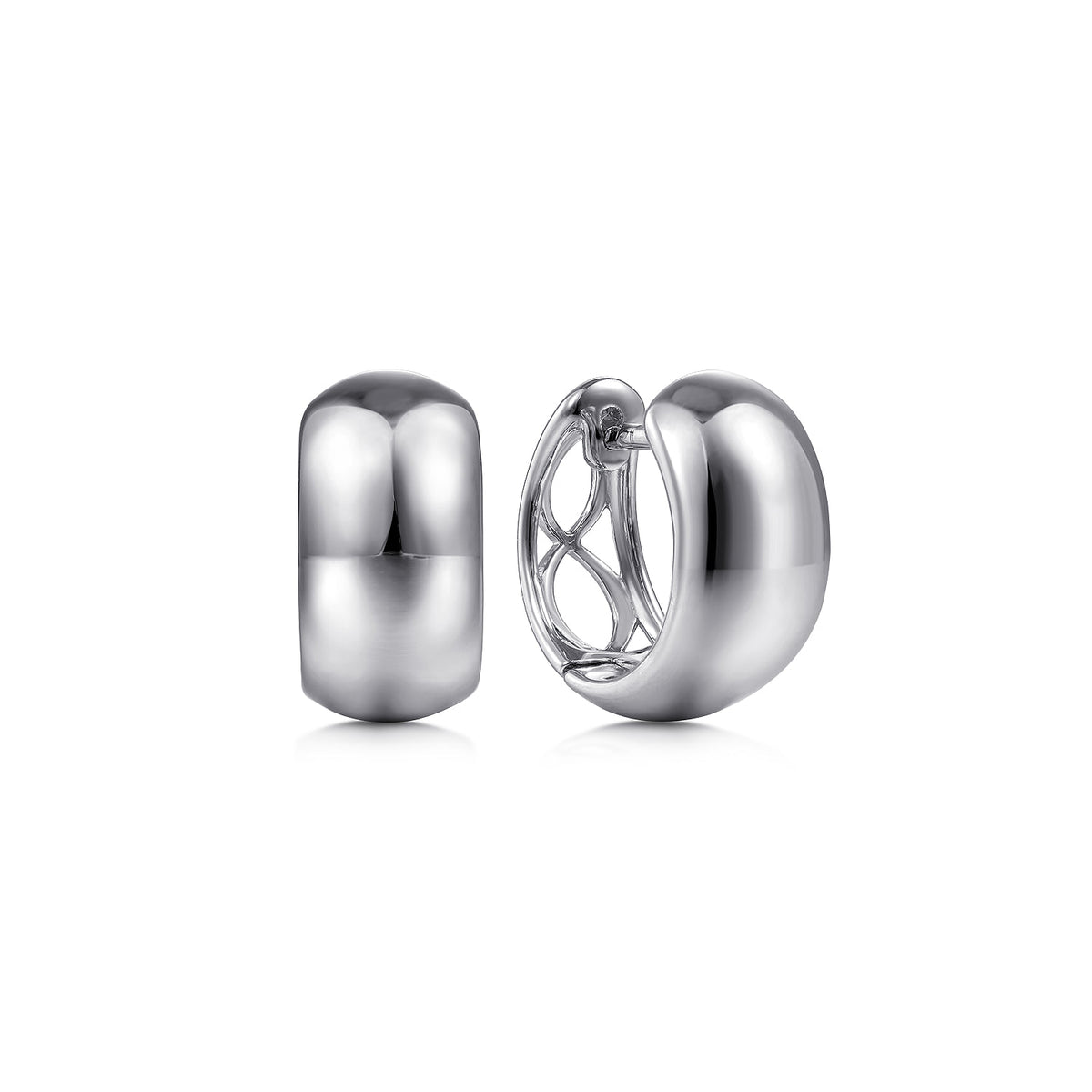 14K White Gold Wide Smooth Huggies — Gabriel & Co. EG14012W4JJJ