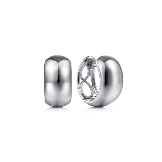 14K White Gold Wide Smooth Huggies — Gabriel & Co. EG14012W4JJJ