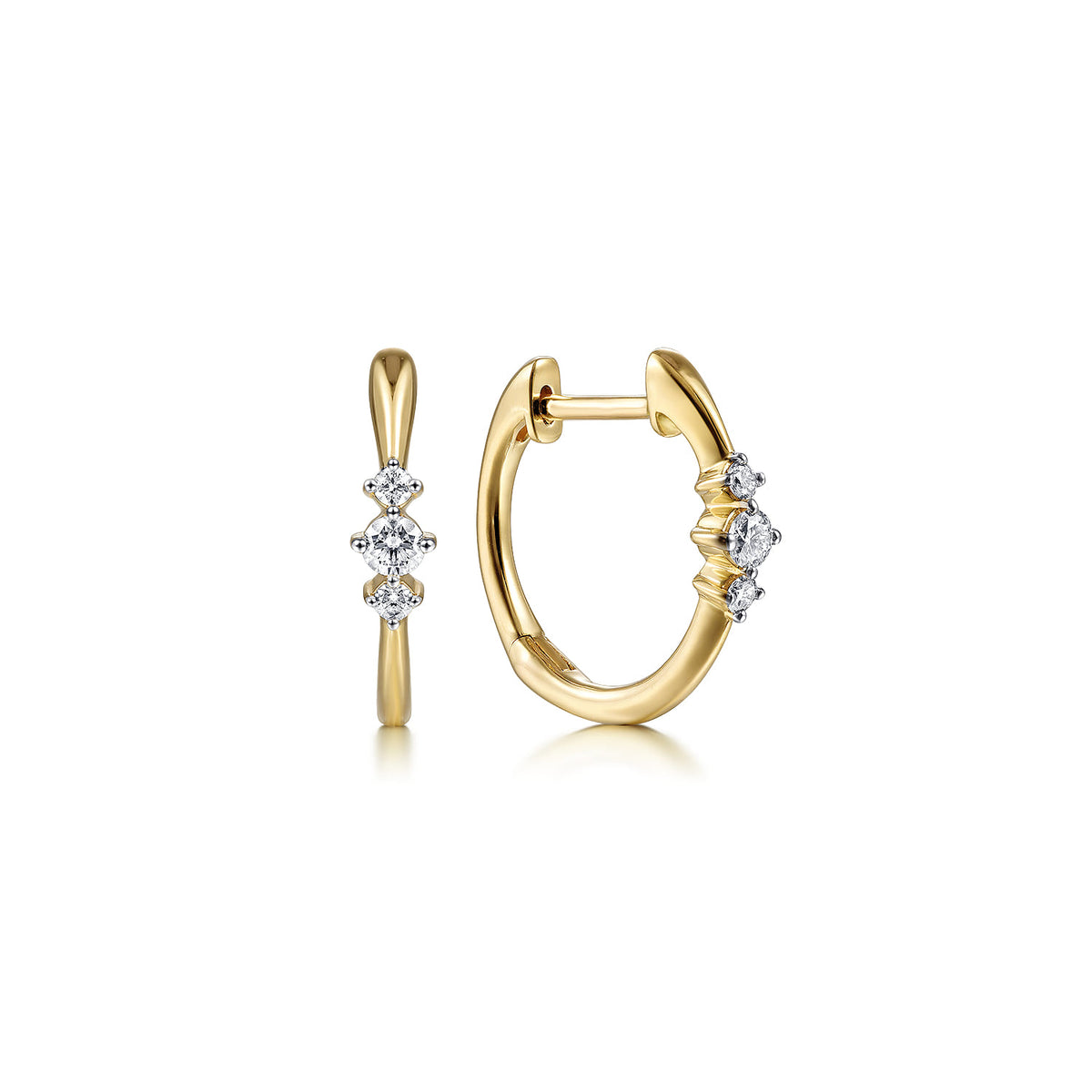14K Yellow Gold Diamond Huggie Earrings, 0.1ct — Gabriel & Co. EG14025Y45JJ