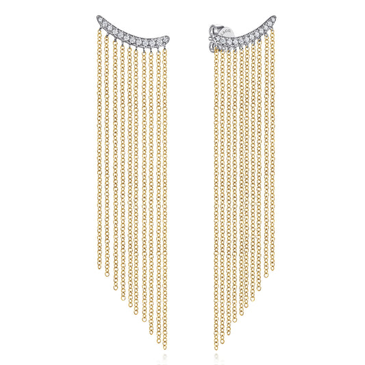 14K White&Yellow Gold Diamond and Tassel Stud Earrings — Gabriel & Co. EG14057M45JJ