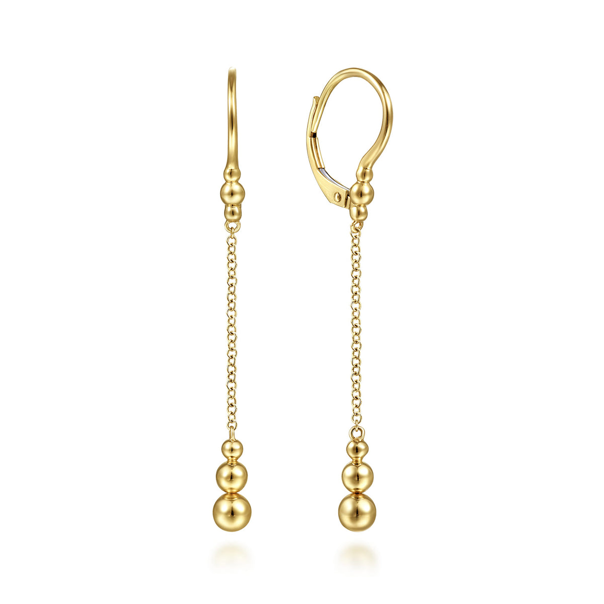 14K Yellow Gold Bujukan Beaded Long Chain Drop Earrings — Gabriel & Co. EG14189Y4JJJ