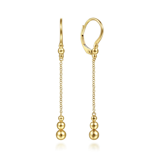 14K Yellow Gold Bujukan Beaded Long Chain Drop Earrings — Gabriel & Co. EG14189Y4JJJ