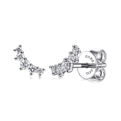 14K White Gold Curved 5 Stone Diamond Stud Earrings — Gabriel & Co. EG14210W45JJ