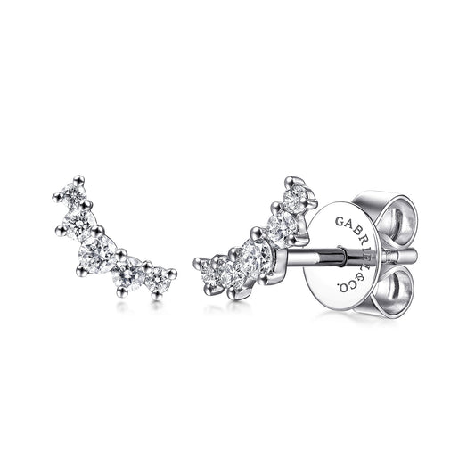 14K White Gold Curved 5 Stone Diamond Stud Earrings — Gabriel & Co. EG14210W45JJ