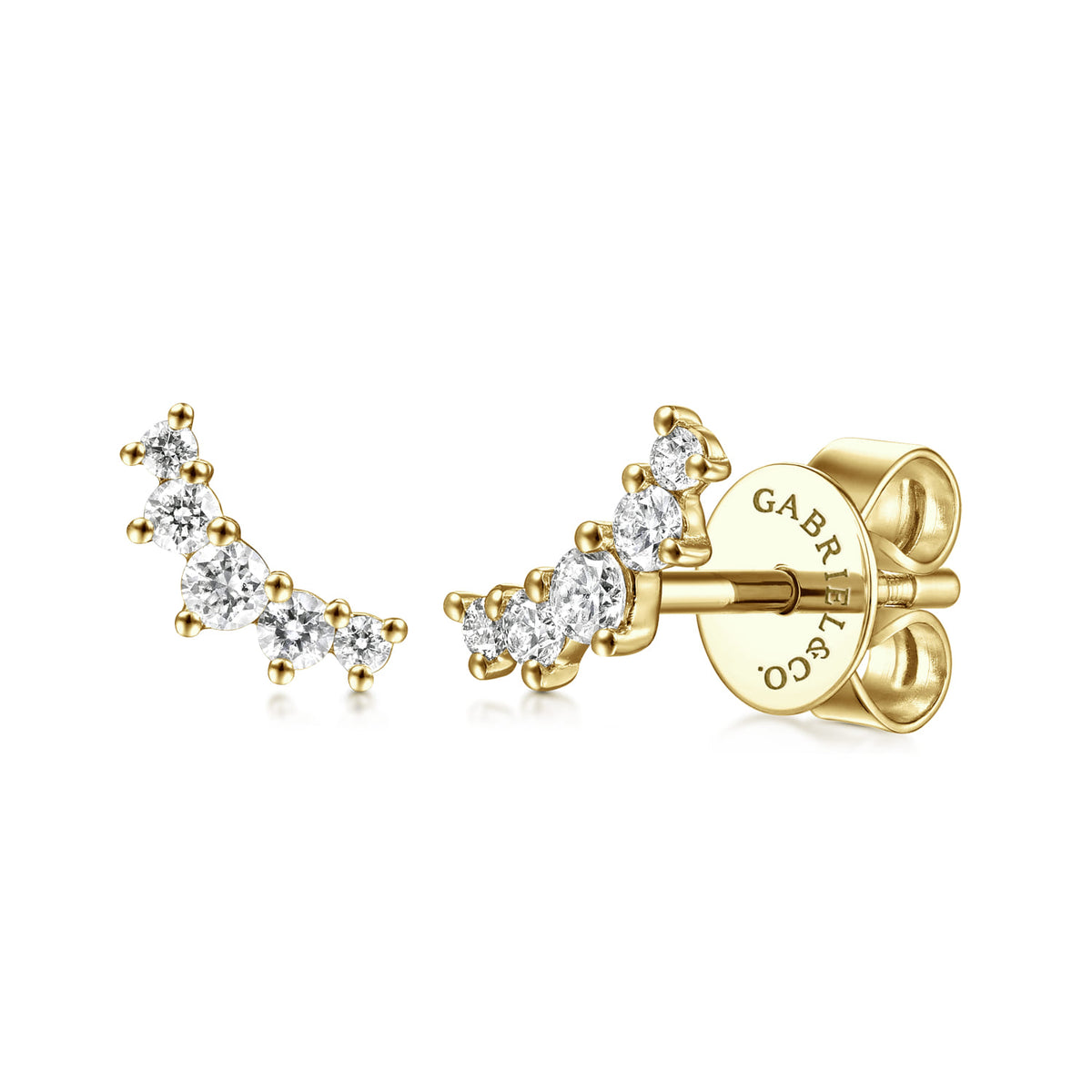 Stud Earrings Ear Climber 14K Yellow Gold Diamond 0.2ct — Gabriel & Co. EG14210Y45JJ