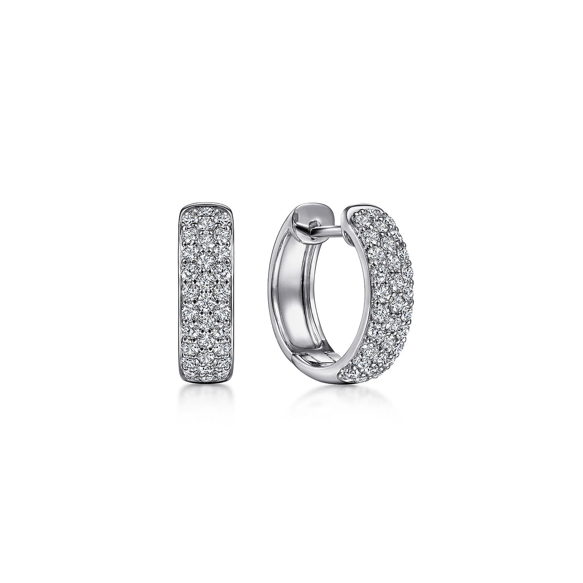 14K White Gold 15mm Diamond Huggie Earrings — Gabriel & Co. EG14222W45JJ