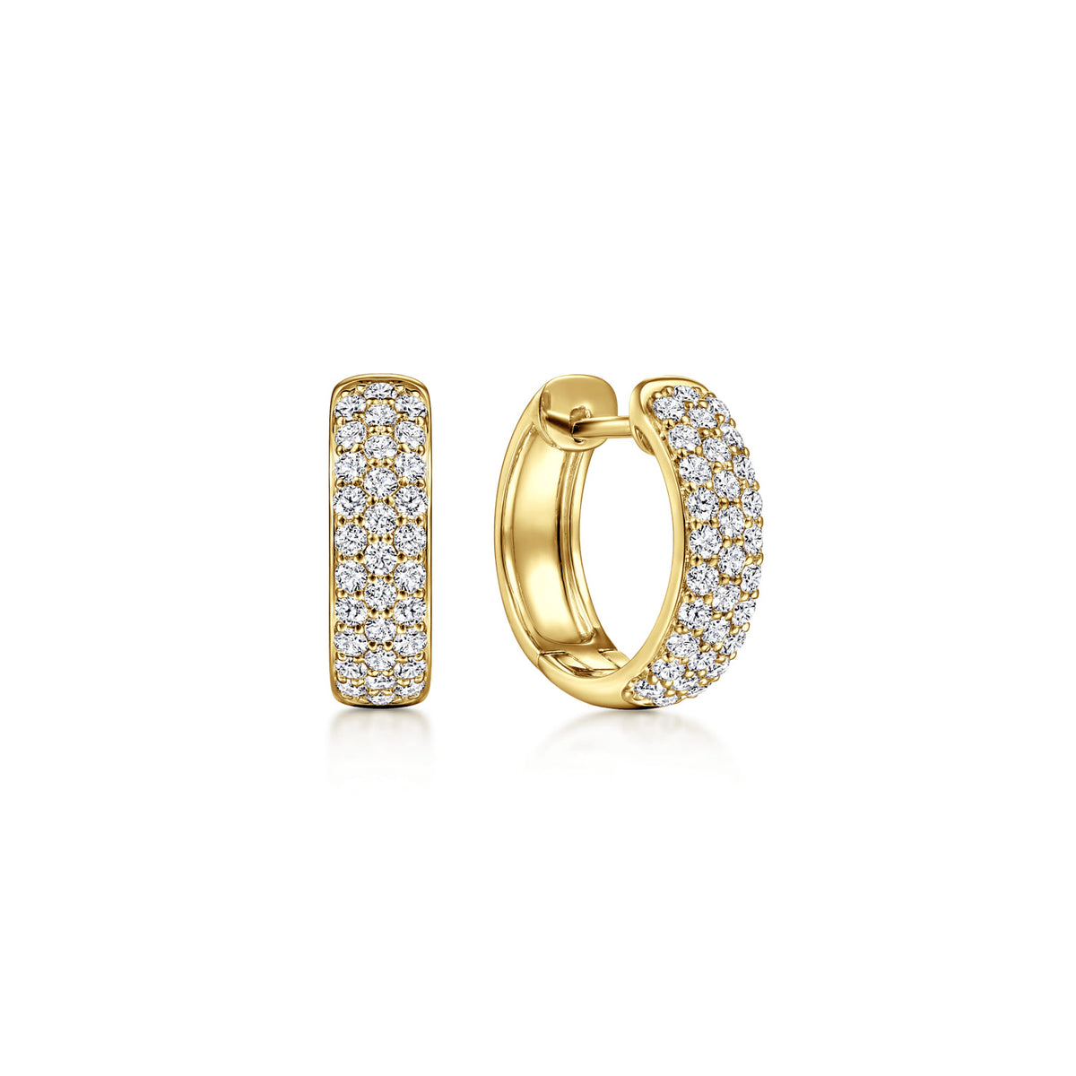14K Yellow Gold 15mm Diamond Huggie Earrings — Gabriel & Co. EG14222Y45JJ
