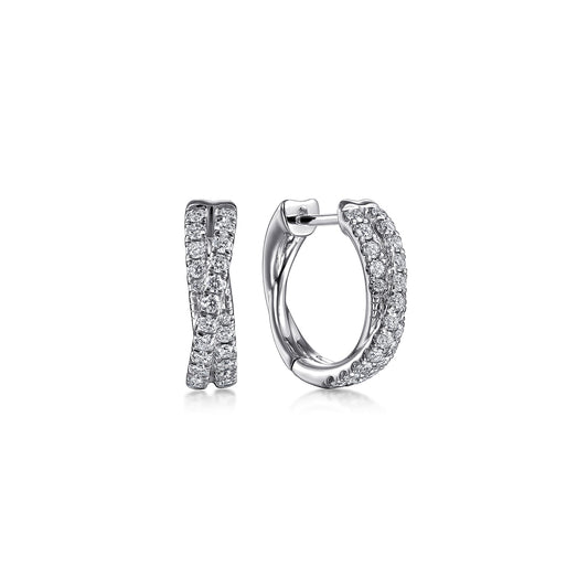 14K White Gold 15mm Diamond Criss Cross Huggie Earrings — Gabriel & Co. EG14223W45JJ