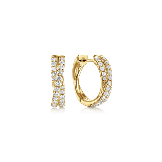 14K Yellow Gold 15mm Diamond Criss Cross Huggie Earrings — Gabriel & Co. EG14223Y45JJ