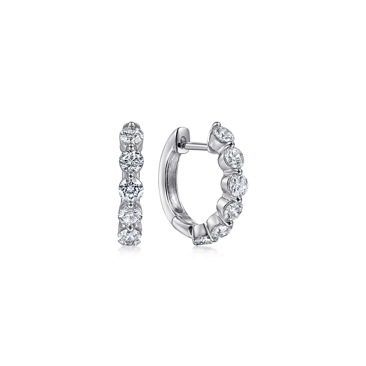 14K White Gold 15mm Diamond Huggies — Gabriel & Co. EG14239W45JJ