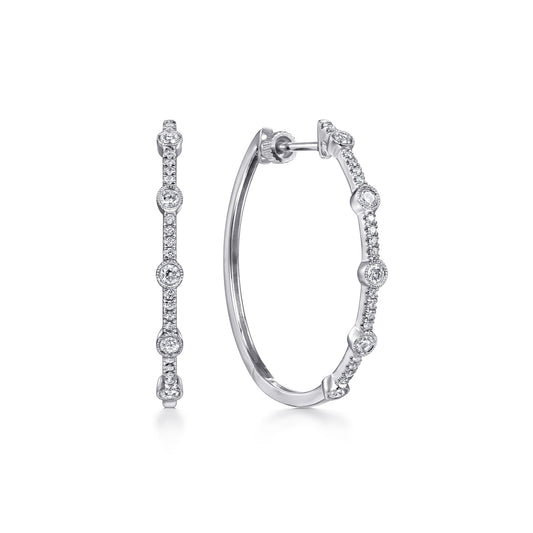 14K White Gold 30mm Classic Diamond Hoop Earrings — Gabriel & Co. EG14253W45JJ