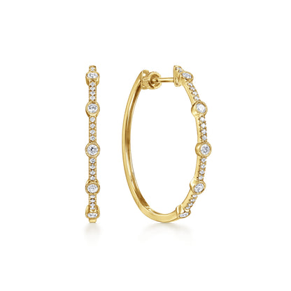 14K Yellow Gold 30mm Classic Diamond Hoop Earrings — Gabriel & Co. EG14253Y45JJ