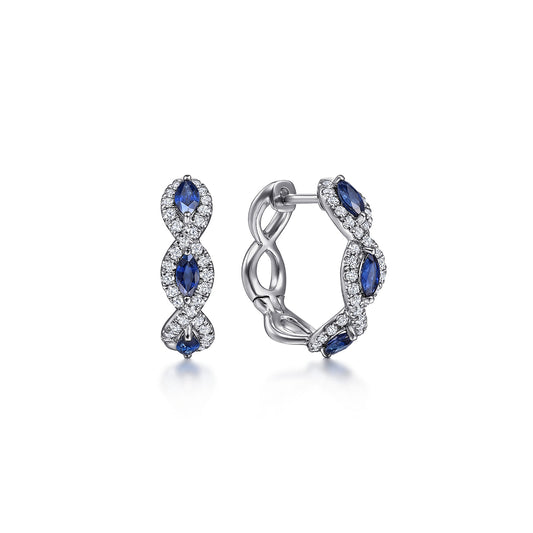 14K White Gold 15mm Diamond and Sapphire Earrings — Gabriel & Co. EG14264W45SA