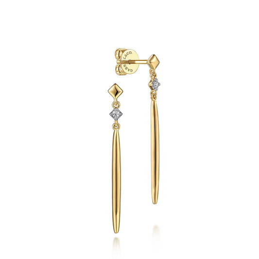 14K Yellow Gold Diamond Drop Earrings — Gabriel & Co. EG14409Y45JJ