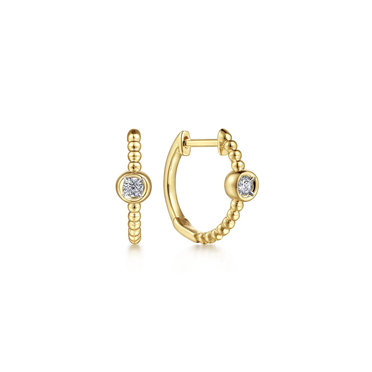 14K Yellow Gold Diamond Huggie Earrings-Bujukan — Gabriel & Co. EG14420Y45JJ