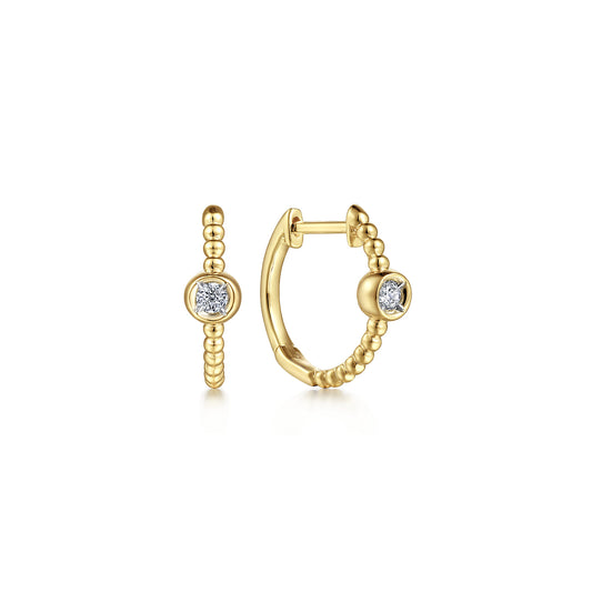 14K Yellow Gold Diamond Huggie Earrings-Bujukan — Gabriel & Co. EG14420Y45JJ