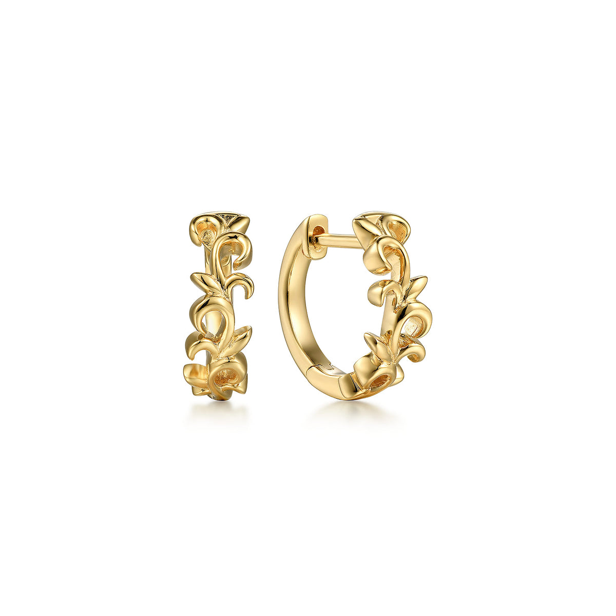 14K Yellow Gold Floral Huggie Earrings — Gabriel & Co. EG14459Y4JJJ