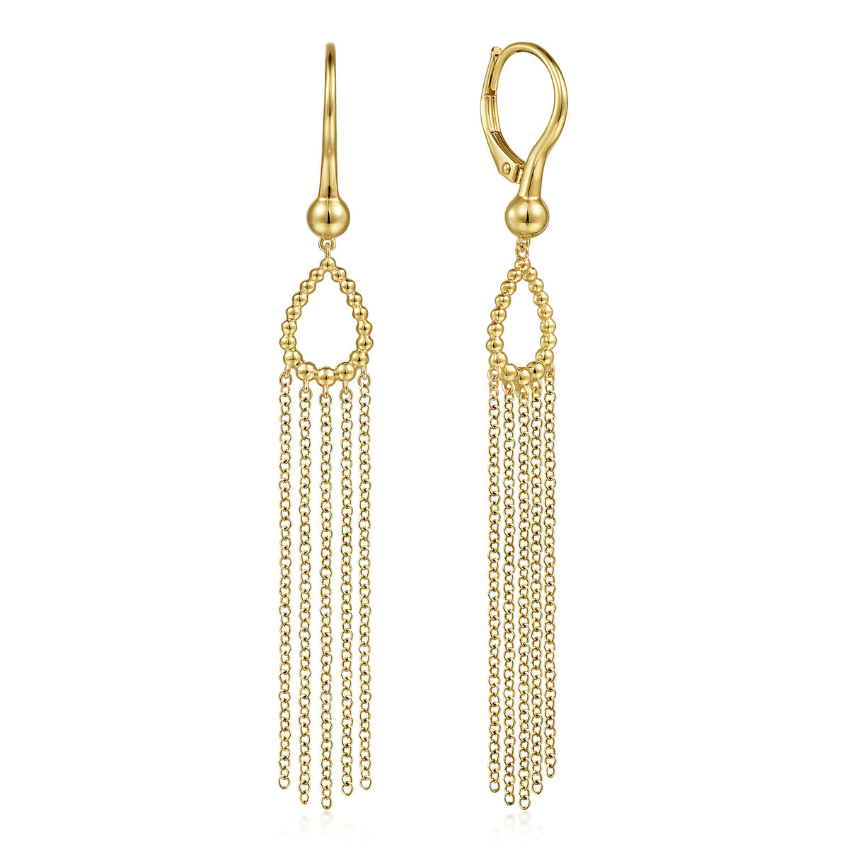 14K Yellow Gold Bujukan Teardrop Tassel Earrings — Gabriel & Co. EG14473Y4JJJ