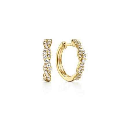 14K Yellow Gold Diamond Intricate Hoop Earrings — Gabriel & Co. EG14508Y45JJ