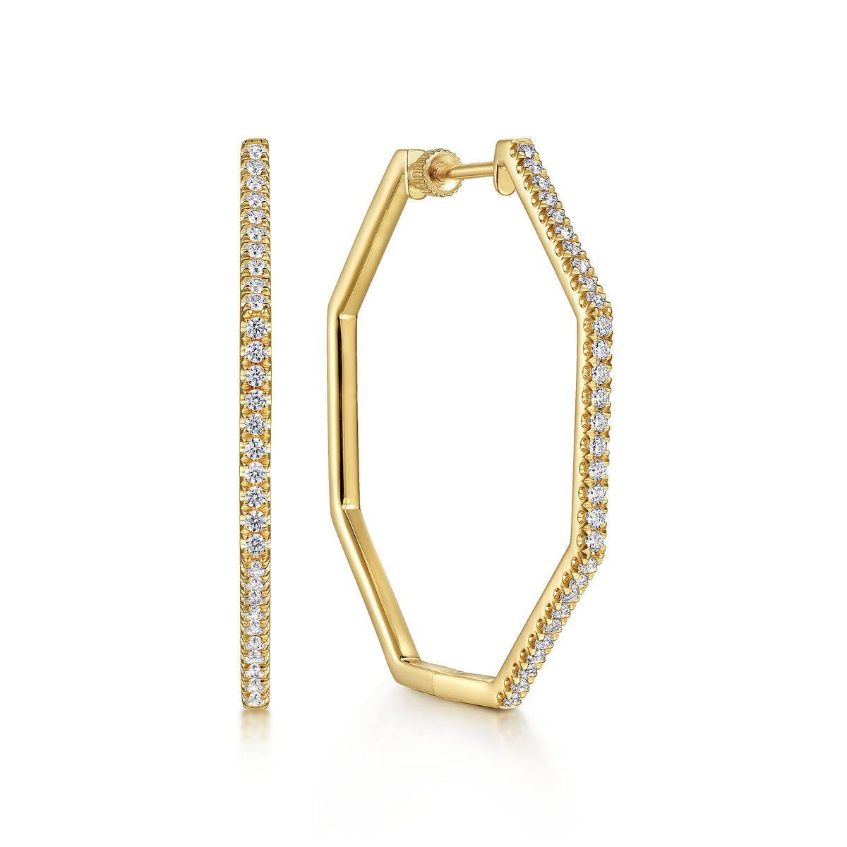 14K Yellow Gold 40mm Diamond Classic Hoop Earrings — Gabriel & Co. EG14516Y45JJ