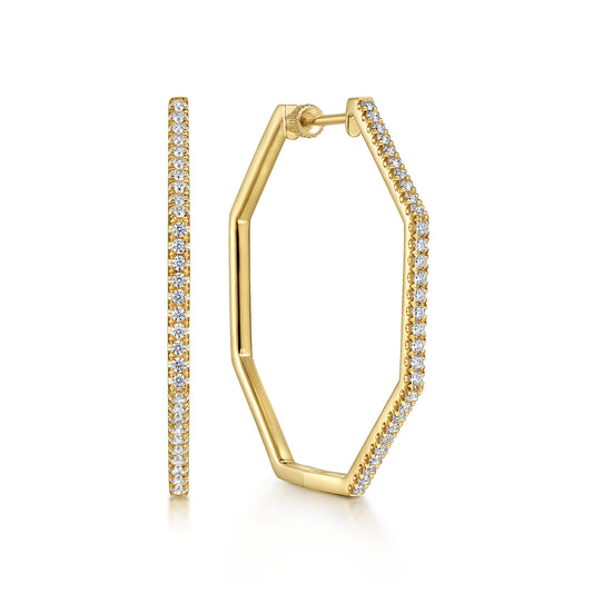 14K Yellow Gold 40mm Diamond Classic Hoop Earrings — Gabriel & Co. EG14516Y45JJ