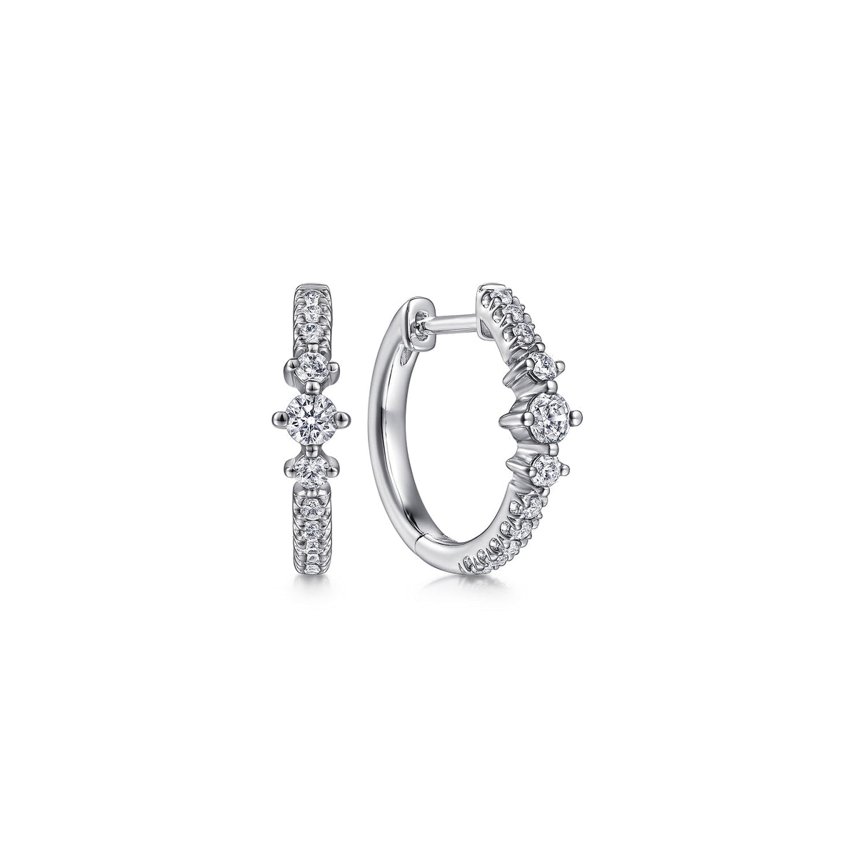 14K White Gold Diamond Huggie Earrings — Gabriel & Co. EG14522W45JJ