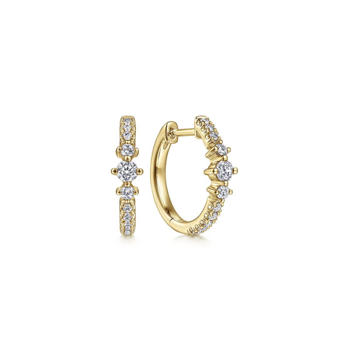 14K Yellow Gold Diamond Huggie Earrings — Gabriel & Co. EG14522Y45JJ